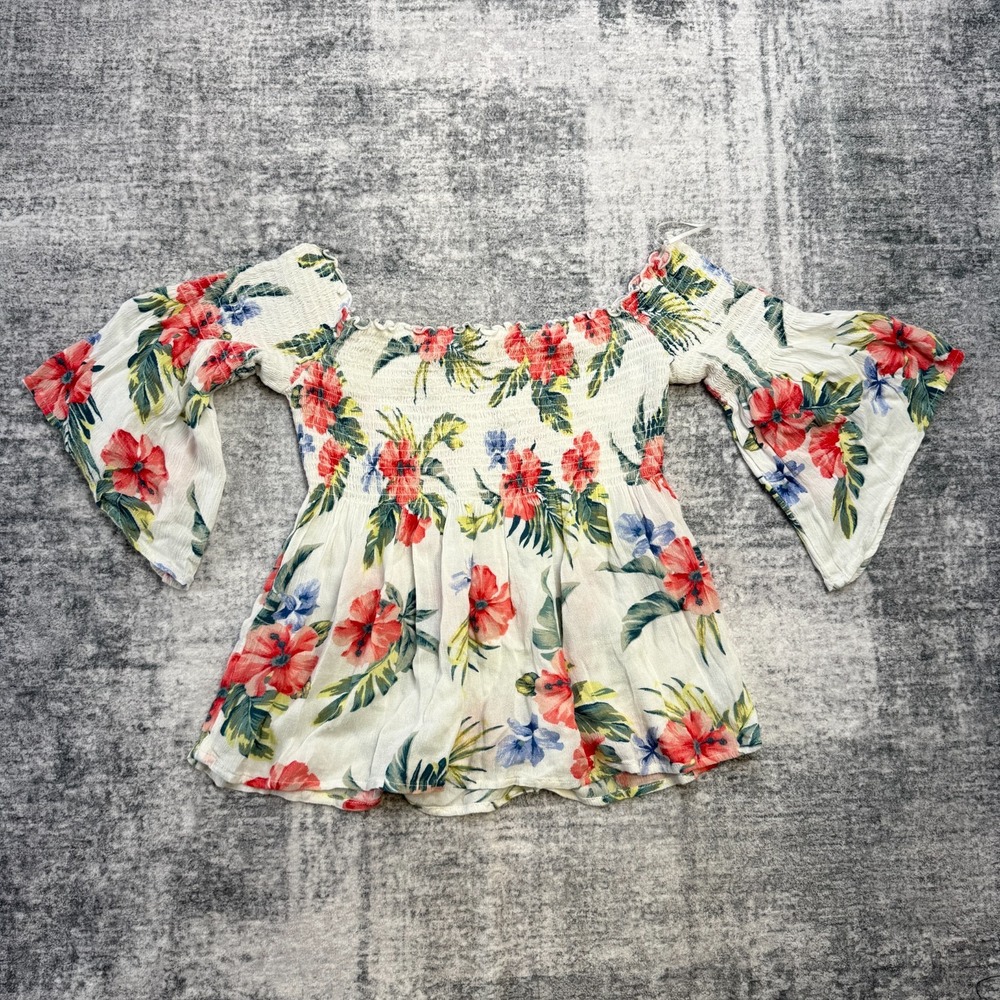 Hollister Babydoll Top Womens Small Floral Lightweight Flutter Beachy Y2K Style